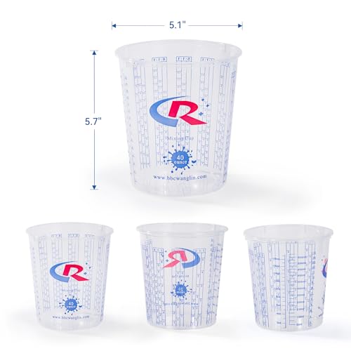 Paint Mixing Cup 40 Ounce, Accurate Measurements in Ratios and OZ. and ML, 100PCS Plastic Graduated Measuring Cups with 12PCS Lids for Paint, Resin, Epoxy, Acrylic, Pigments, Art - color: 100 Cups + 12 Lids