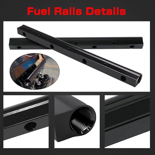BHB 6AN Billet Fuel Rail Kit Compatible With LS LS1 LS2 LS3 LS6 Stock Intake Manifold 6AN with Hardware