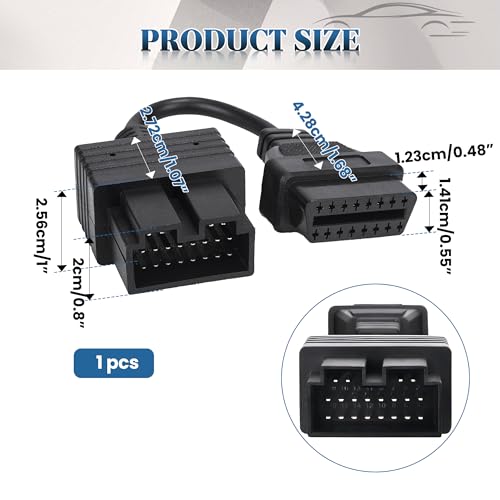 20-Pin OBD1 to 16-Pin OBD2 Diagnostic Adapter Cable for KIA Vehicles – OBDI to OBDII Converter Connector, Compatible with ELM327 Scan Tool & OBD1 Code Reader - size: 20 Pin to 16 Pin for KIA