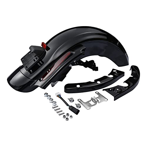 TCMT 5" Stretched Hard Saddle Bags Rear Fender Fit For Harley Touring Road King Electra Glide Street Glide Road Glide Ultra 2009-2013 - color: Rear Fender Red Lens, size: 5" Stretched Saddlebags(Chrome Latches)