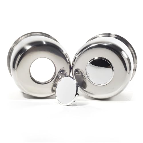 2 Pack 4.88" Push Through Trailer Wheel Center Caps & Lug Nuts - color: Mirror Polished