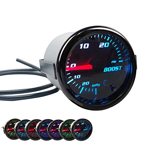 2" 52mm 7 Color Adjustment Turbo Boost Gauge with Universal 0-30PSI Manual in Cabin Boost Controller Kit