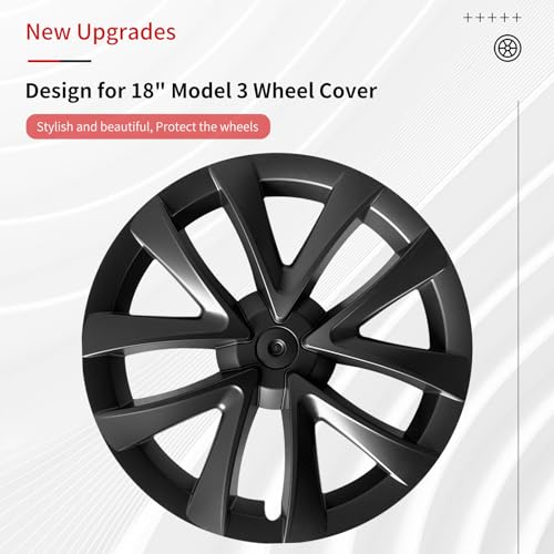 4PCS Wheel Cover for Tesla Model 3 (2017-2023) Hubcaps 18 Inch Matte Black Arachnid Style Hub Cap for Car Decoration Accessories - size: 18 inch, style: M3-Legacy-Arachnid Style