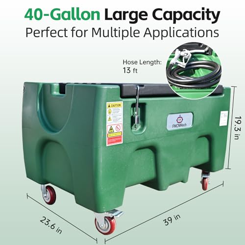 FMCNMech 40 Gallon Portable Fuel Transfer Tank with 12V Electric Pump - color: 40 Gallon Tank For Gasoline Diesel Kerosene