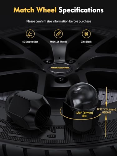MIKKUPPA M12x1.25 Lug Nuts 20PCS, Replacement for Subaru OEM Factory Wheels - color: Black, size: M12x1.25 (for Subaru)