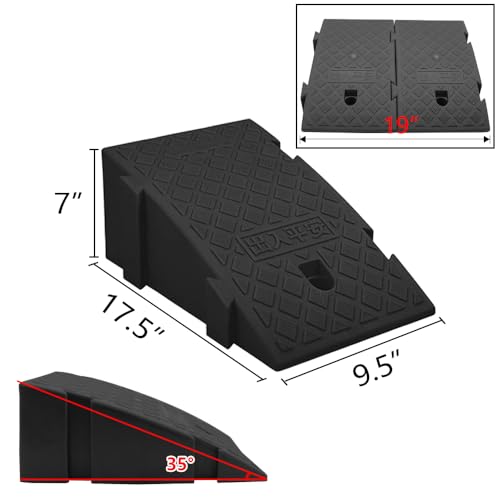 YYDS Curb Ramp, 6" 7" Rise Height 2 Pack,Heavy Duty Plastic Ramps,Interlock Curb Ramps for Driveway,Threshold Ramp for Sidewalk,Driveway,Car, Scooter, Bike, Motorcycle (7 inch high) - size: 7 inch high