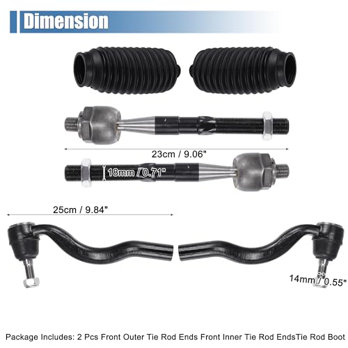 X AUTOHAUX 6pcs Front Inner Outer Tie Rod Ends Kit Suspension Steering Tie Rod End for Dodge Durango 2011-2015 for Jeep Grand Cherokee 2011-2015 Drag Link No.ES800972/ES800973/EV800987