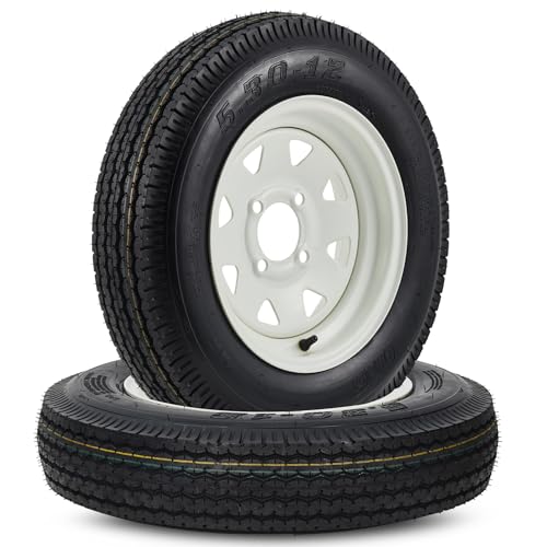5.30-12 5.30x12 530-12 5.30-12 Trailer Tires with 12 in Rims, 4 Lug on 4 in, Load Range C, 6PR (530 12 with 4 lug) - size: 5.30-12, style: 4 lug on 4"