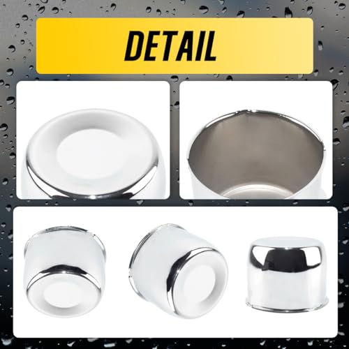 2Pcs 4.9" Stainless Trailer Wheel Center Caps, 3.66" H Chrome - color: Chrome, size: 4.9" Hub 3.66" H