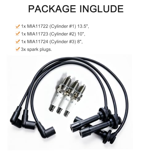 Spark Plug Wires and Spark Plugs Set Compatible with John Deere 825i 825i S4 Replace MIA11722 MIA11723 MIA11724