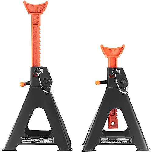 VEVOR Jack Stands, 6 Ton (13,000 lbs) Capacity Car Jack Stands Double Locking, 14.2-23 inch Adjustable Height, for Lifting SUV, Pickup Truck, Car and UTV/ATV, Red, 1 Pair - style: 6T 2-Locking