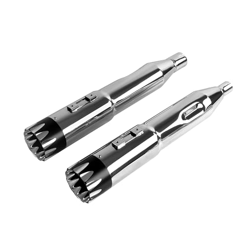 SHARKROAD 5.0'' Mufflers for Harley Davidson Touring, Black - style: HDMF-501709CB, Chrome body+Black Tip