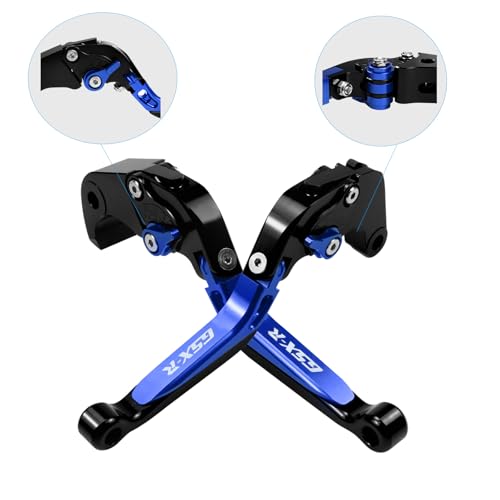 for Suzuki GSXR 600/750(2006-2024) 1000R(2009-2024) GSX-R 1000(2005-2006) Motorcycle Clutch Lever Folding Extendable Adjustable Handlebars Brake and Clutch Levers Set(Blue) - color: Blue