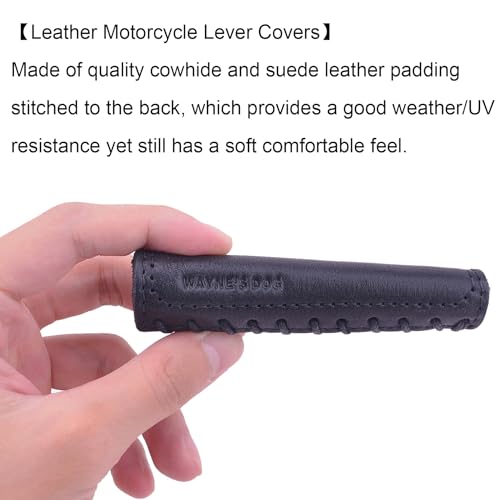 Leather Motorcycle Brake Clutch Covers, Handlebar Hand Grip Covers Throttle Grip Covers - color: Black: Lever Cover