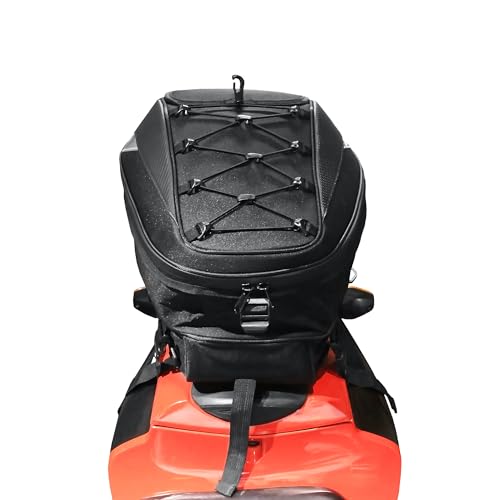 MZS Motorcycle Tail Bag, 22-38L Expandable Dual Use Storage Black - size: 38L