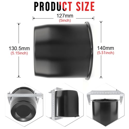 RTRHINOTUNING 4pcs 5.15in 130mm Wheel Center Caps Black Trailer Hub Caps for Trailer SUV Rims 5in Tall - color: Black, size: 5.15" Center Hole, 5" Height