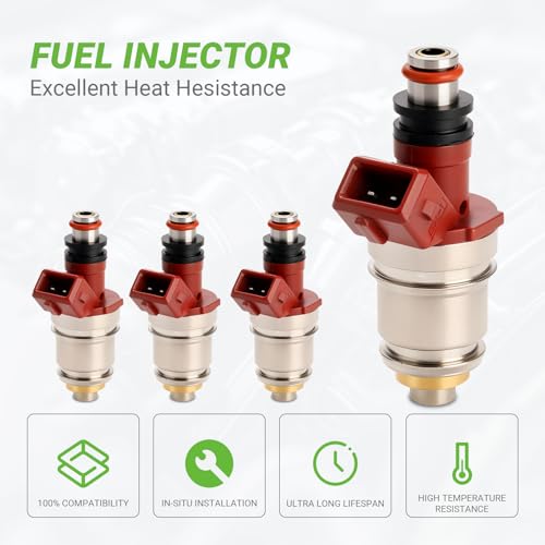 Fuel Injectors Set of 4 Compatible with NISSAN D21 2.4L L4,1990 1991 1992 1993 1994# Replace FJ342 16600-86G10 16600-86G00 - size: 342