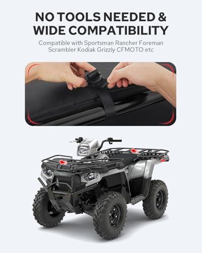 Benlari Upgraded ATV Bag, 74L Large Waterproof ATV Storage Bag with 14L Cooler Bag, 4 Wheeler Cargo Bag Rear Rack Seat Bag with Rain Cover Compatible with Polaris Sportsman Fourtrax CanAm Kawasaki