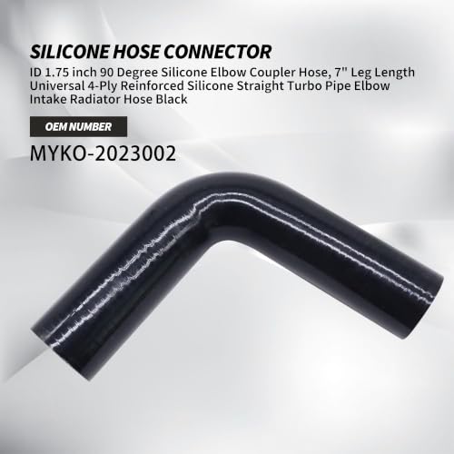 ID 1.75 inch 90 Degree Silicone Elbow Coupler Hose, 7" Leg Length Universal 4-Ply Reinforced Silicone Straight Turbo Pipe Elbow Intake Radiator Hose Black - size: 1.75 inch 90 Degree 4-Ply