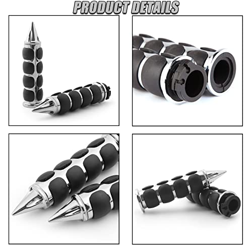 DREAMIZER Universal Motorcycle Hand Grips with Black Non-Slip Rubber for Harley Honda Yamaha Suzuki Kawasaki - color: Chrome#3