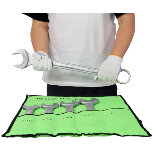 Jumbo Combination Wrench Set, 5-Piece SAE (1-1/2"-2"), Chrome Plated, Green Storage Bag - LARGE Sizes Only (1-1/2"-2"), Big Trucks, Tractors, Industrial Machinery - color: 5-piece Sae (1-1/2"-2"), Chrome