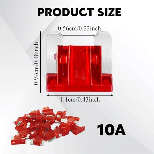 25PCS 10 Amp Low Profile Mini Car Fuses, Automotive Fuse, Standard Mini Low Profile Blade Automotive Fuse, Car Accessories Short Circuit Protection Car Fuses Fit for Car Motorcycle Truck (10A) - color: 10A