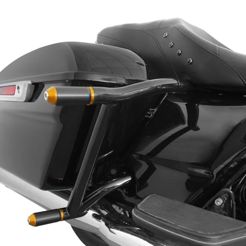 TCT-MOTORPARTS Rear Saddlebag Support Guards Rails Fit For Harley Touring Road King Street Electra Glide Road Glide 2009-2024 Gold+Black - color: Black+Gold Saddlebags Bar