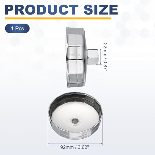 HARFINGTON Oil Filter Cap Wrench 15 Flute 92mm Inner Dia 1/2" - size: 92mm x 15 Flute(915)