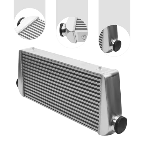 Universal Intercooler Aluminum Intercooler Front Mount 3" Inlet & Outlet Direct Replacement for Any Turbo Charger System Silver (31x12x4" 3") - size: 31x12x4" 3"