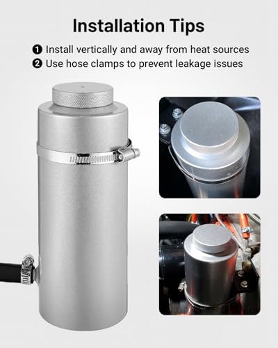 EVIL ENERGY Coolant Overflow Tank, Radiator Overflow Bottle 800ml Universal Aluminum Silver - color: Silver