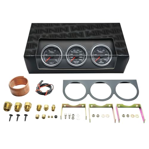 GlowShift Racing 3-Gauge Set w/Triple Under Dash Gauge Pod, 2-5/8" 65mm