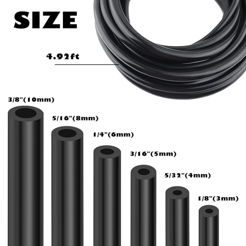 6PCS 5Ft Vacuum Hose Automotive,Silicone Vacuum Hose with ID 1/8" 5/32" 3/16" 1/4" 5/16" 3/8",130PSI Max Pressure Vacuum Line Kit Silicone Tubing Car Accessories for Air/Water (6PCS) - color: 6PCS