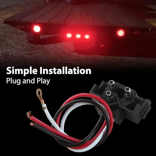 10Pcs 4" Inch Round Red LED Trailer Tail Lights 24 LED 4" Round LED Stop Turn Tail Lights Trailer Brake Lights Waterproof Flush Mount w/Grommets 3-Prong Wire Pigtails for Trucks RV UTE UTV 12V