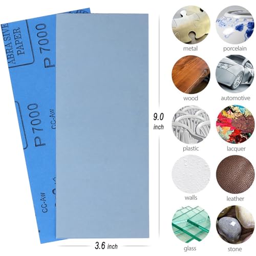 9x3.6 inch Sandpaper, 30 Sheet 7000 Grit Wet and Dry Sand Paper, Detail Fine Precision Abrasive Pads Sander Sheets Paper for Automotive Sanding, Wood Turing Finishing, Metal Furniture Polishing - color: 30 strips (#7000)
