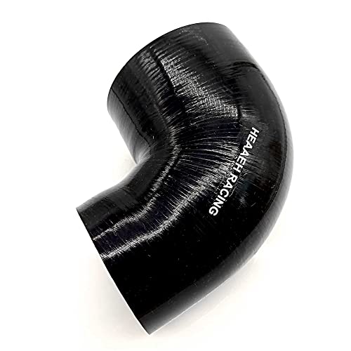 90 Degree ID 3 Inch to 4 Inch 4Ply Reducer Silicone Hose Black (76-102MM) - size: 76-102MM