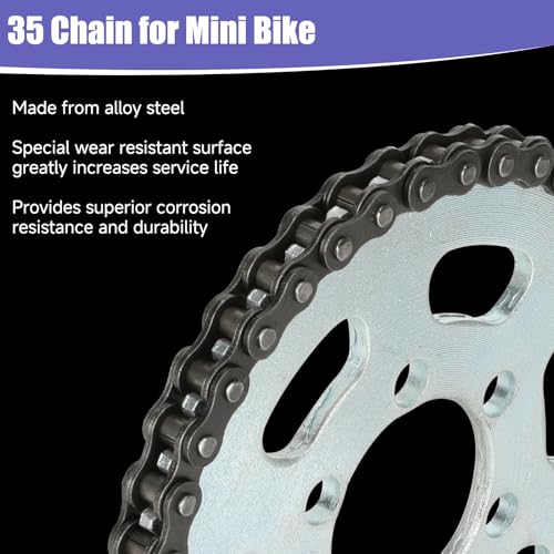 40 Tooth Sprocket 37mm Bore with 35 Chain for CT100U DB30 Mini Bike - color: silver sprocket 40T