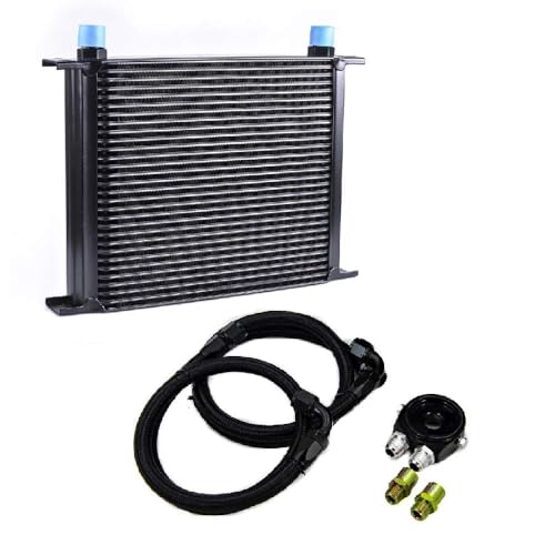 30 Row AN10-10AN Stacked Plate Oil Cooler With Fuel Line Hose Mounting - color: Oil Cooler+Fuel Line Hose, size: 30 Row-BK