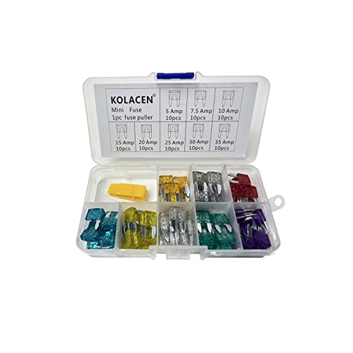 Automotive Car Truck Mini Blade Type Fuse Assorted Kit 81 Pieces + 3 Pieces 16 Gauge Add-a-Circuit Mini Fuse TAP Adapter - style: Box-add a circuit