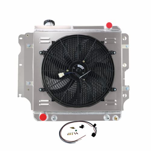 4 Row Radiator Fan Shroud For Jeep Wrangler TJ YJ 2.4-4.2L 87-06 - size: 4 Row Radiator/w Cap+Shroud Fan+Relay Kit