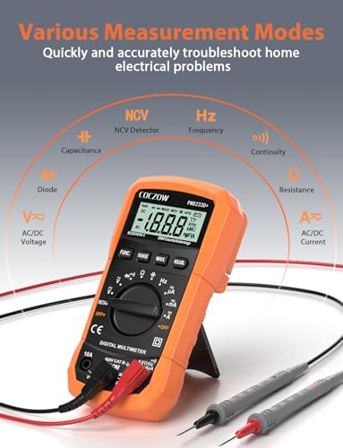 Digital Multimeter,Multimeter Tester, High Sensitivity Voltmeter Ammeter Ohmmeter NCV Circuit Checker Measures AC/DC Voltage,AC/DC Current, Resistance, Diodes, Continuity, Transistor