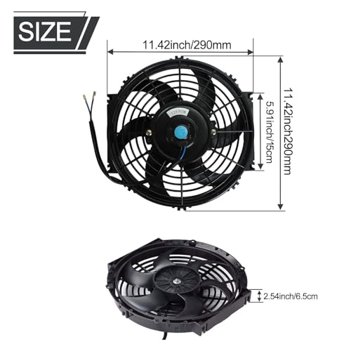 10" inch Slim Fan Push Pull Electric Radiator Cooling Fans 12V Mount Kit Unversal Black - color: Black, size: 10 Inch