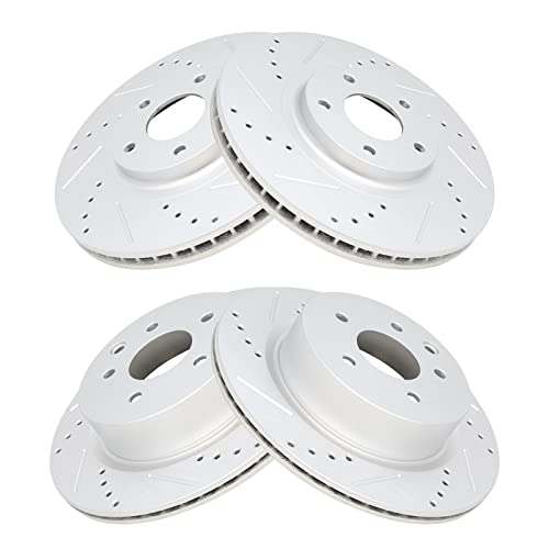 TRQ Performance Front Rear Brake Rotor Set Drilled Slotted Vented G Coated - style: BRA13969