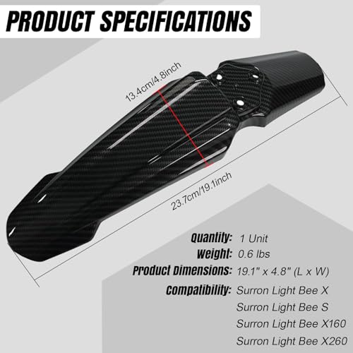 Surron Front Fender, Imitation Carbon Fiber Motorcycle Fender Mud Guard for Surron Sur Ron Light Bee X/S, Segway X260 X160 - style: Imitation Carbon Fiber