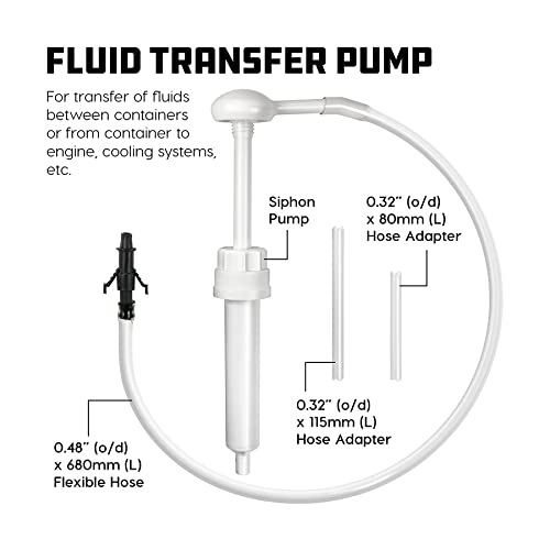 Powerbuilt Fluid Oil Pump for Quart, Half Gallon and Gallon Containers, 3rd Hand Adapter, 8cc Per Pump Stroke, Transfer Transmission Fluid, Gear Oil, Differential Fluid (28mm) - 648959