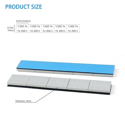 1/2 oz 30 pcs Grey Wheel Adhesive Stick-on Weight Slim Style (WW-050SG30) - color: Grey, size: 0.5oz - 30 pcs