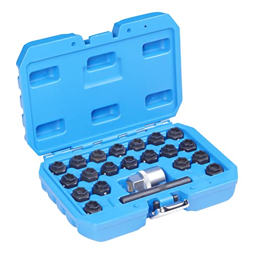 22PCS Wheel Locking Nut Key Kit Fit for BMW, Anti-Theft Wheel Lock Lug Nut Remover Tool Kit with 1/2 Inch Bolt Driver, Anti-Theft Lug Nut Removal Tool, Anti-Theft Screw Remover