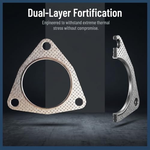 2PCS 2.5"Exhaust Gasket 3Bolt Exhaust Flange Gasket w/SS Fire Ring