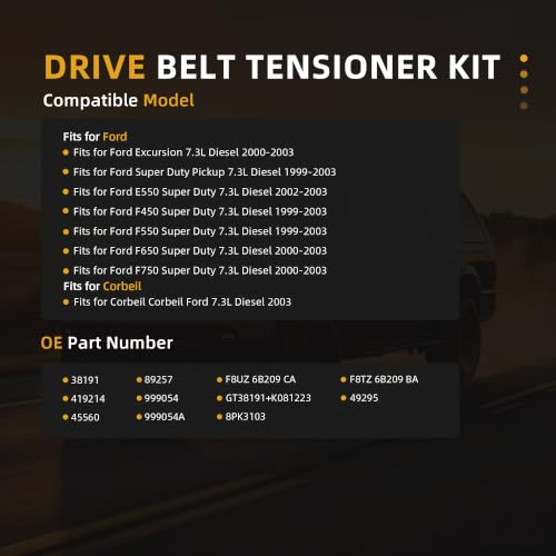 Serpentine Belt with Tensioner Kit #38191 419214 45560 - size: 1999-2003 for Excursion/E550 Super Duty