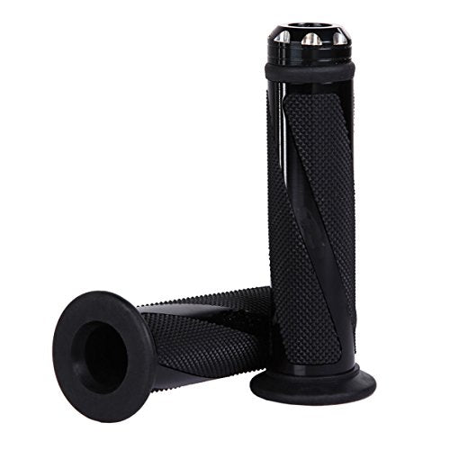 7/8" Aluminum Rubber Gel Hand Grips for Motorcycle Sports Bikes Handlebar - color: Black
