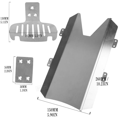 Stainless Steel Chassis Protect Armor Skid Plate Guard Upgrades Part for 1/10 F0rd F 15O Raptor 4X4,Chassis Protect Armor Full Version Hops Up